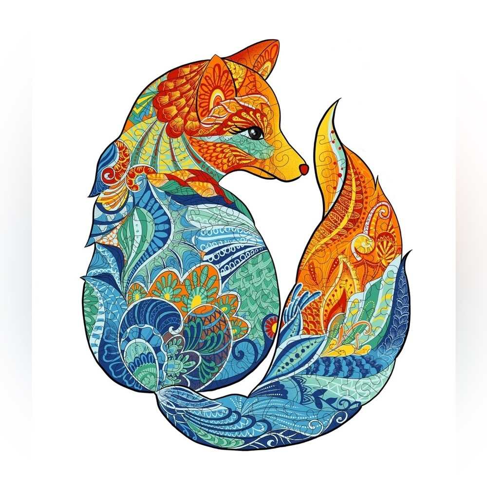 Colorful Fox Wooden Puzzle